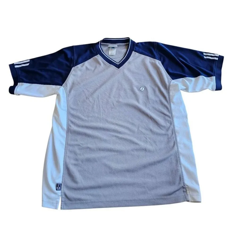 Vintage Adidas mens Sz L gray navy jersey climalite shirt